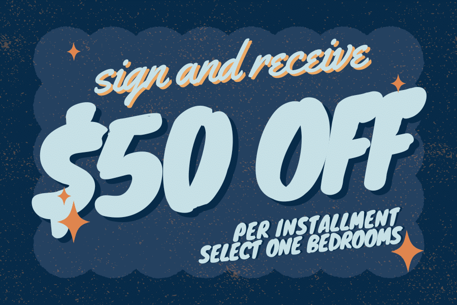Sign and receive  off per installment. Select one bedrooms.